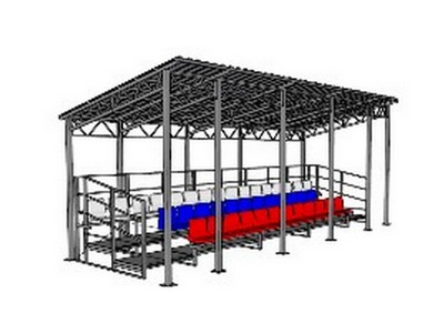 Трибуна сборно-разборная 3-х рядная на 40 мест (с навесом из профлиста)